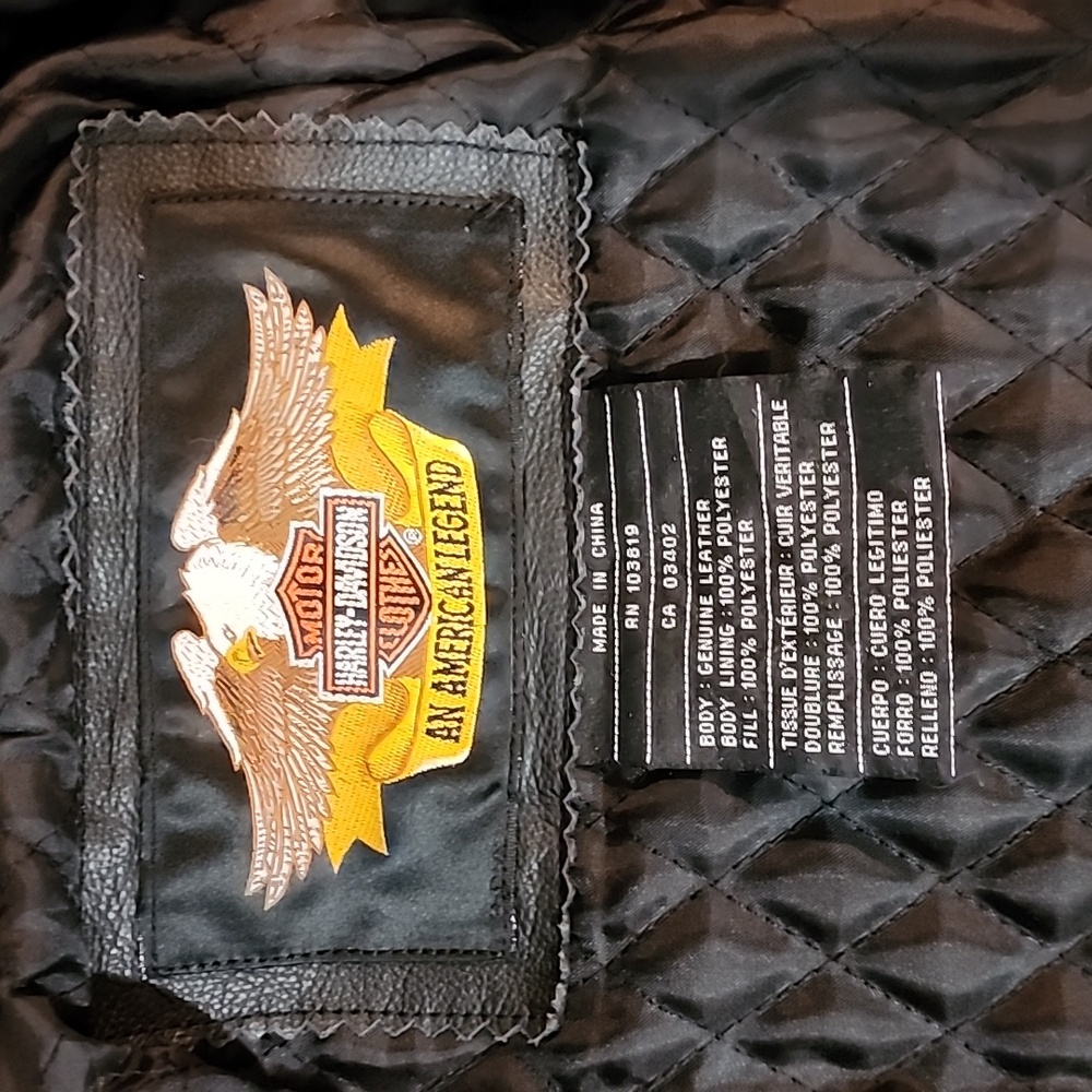 Harley-Davidson Mens FLAME II Leather Jacket RIDE FREE SIZE S Flames Black. - Picture 3 of 16